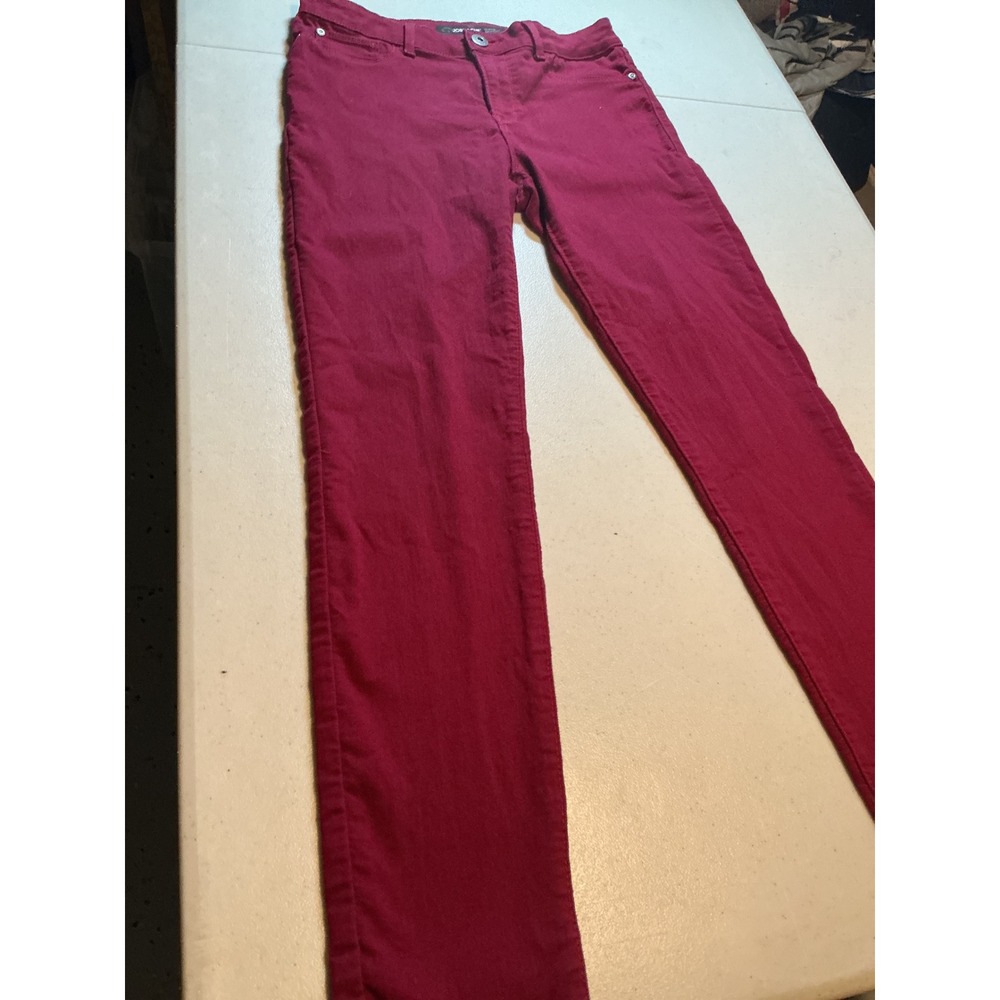 Jordache Super Skinny Pants Burgundy Wine Red Stretch Denim Size 8 Womens